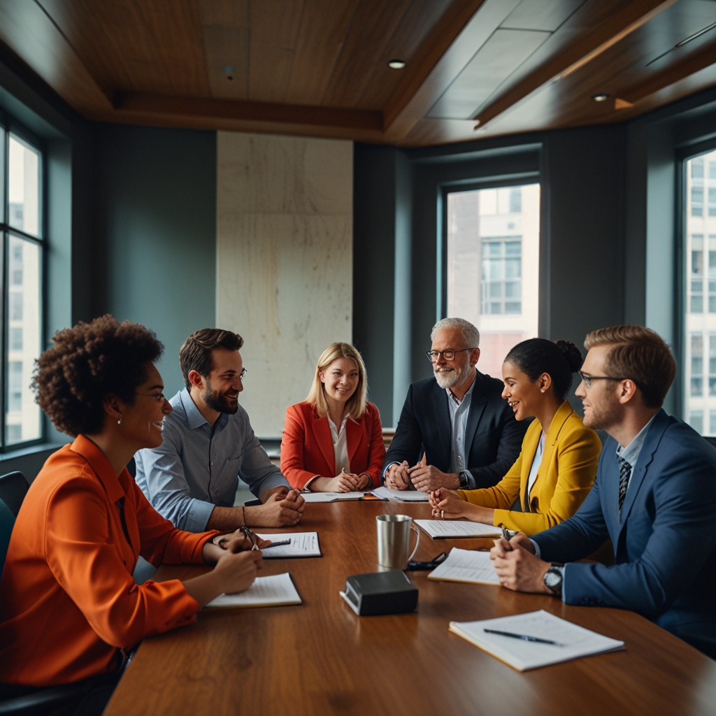 A diversified team in a meeting A diversified team in a meeting