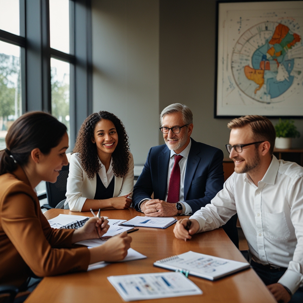 A diversified team in a meeting A diversified team in a meeting