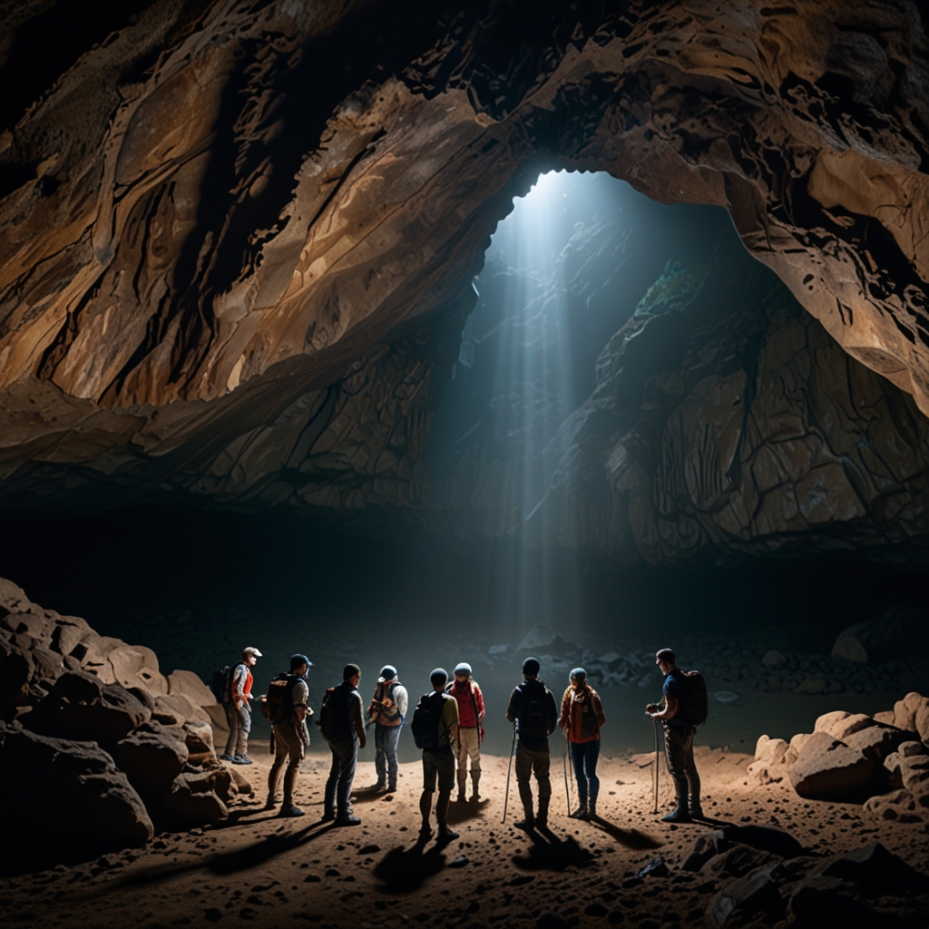 Curiosity: People exploring a cave Curiosity: People exploring a cave