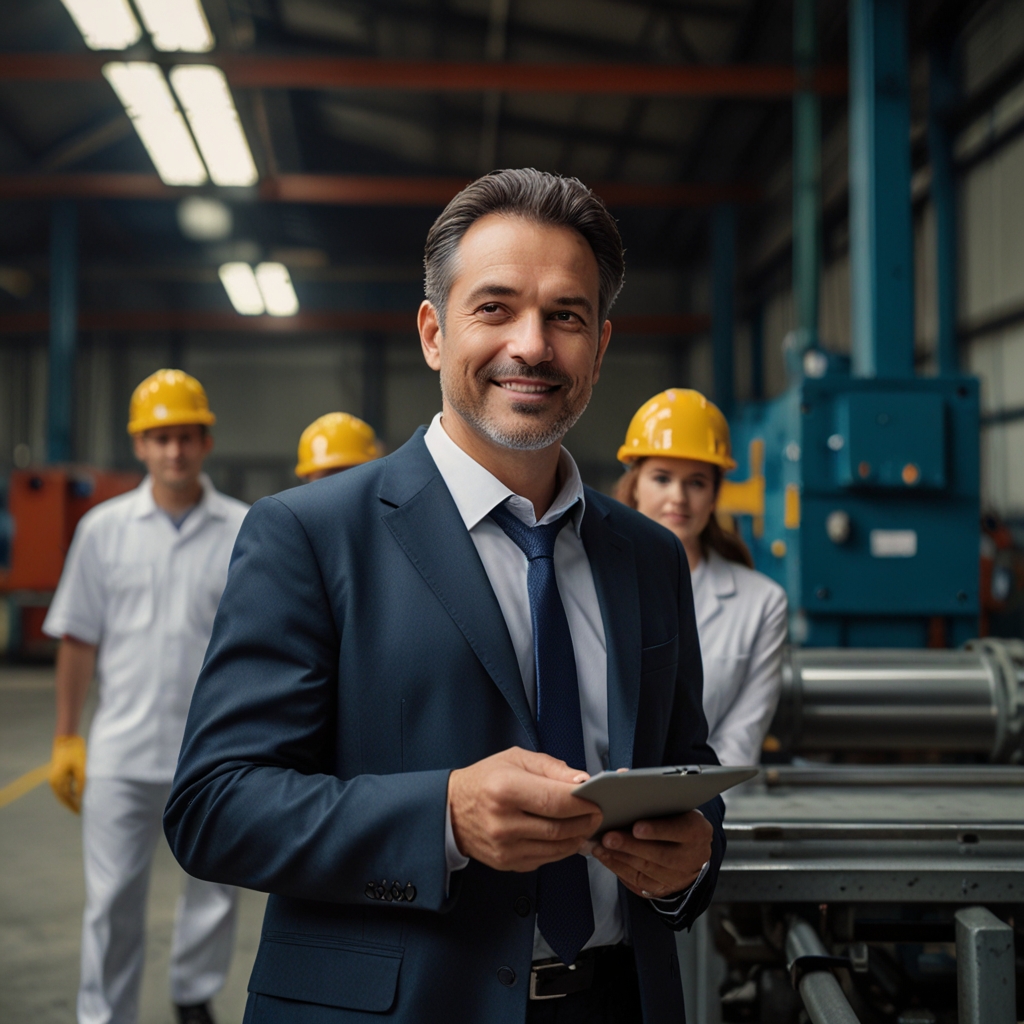 A leader on an industrial site A leader on an industrial site