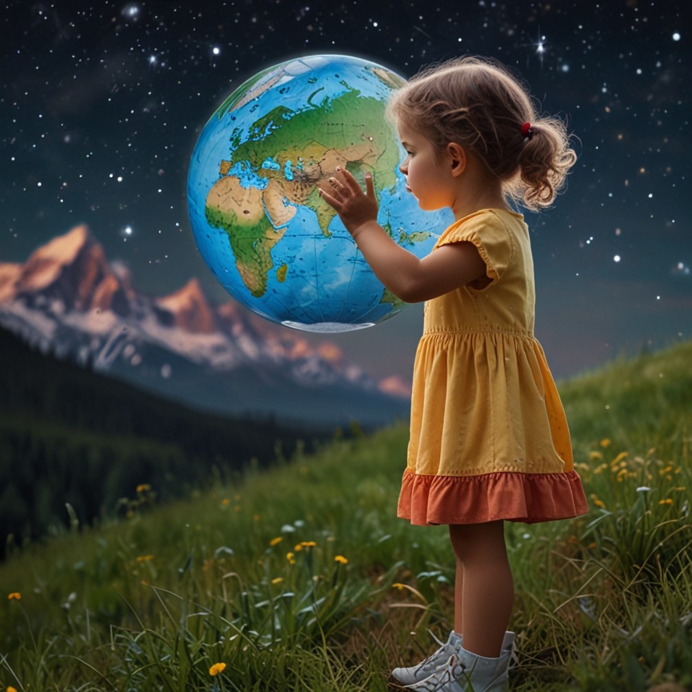 Curiosity: A child touching a globe Curiosity: A child touching a globe