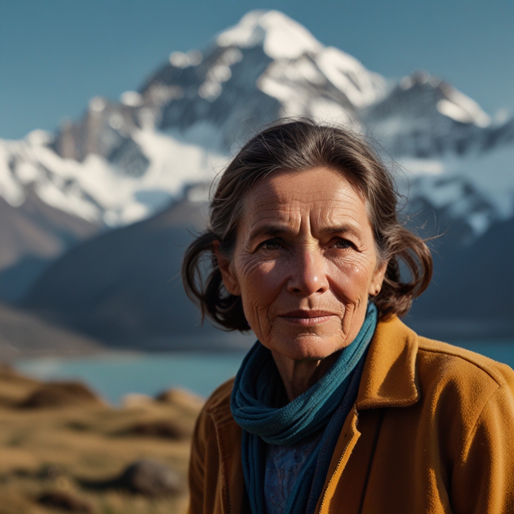 A middle-aged woman exploring the mountains